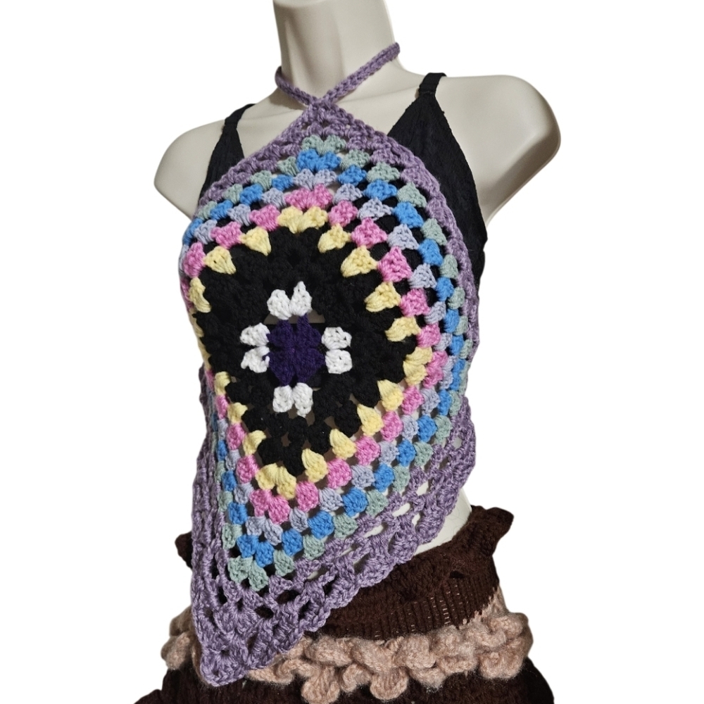 One-of-a-kind Crochet Swim Cover-Up Top Hand Crafted Festival Boho Beachwear - Picture 6 of 17